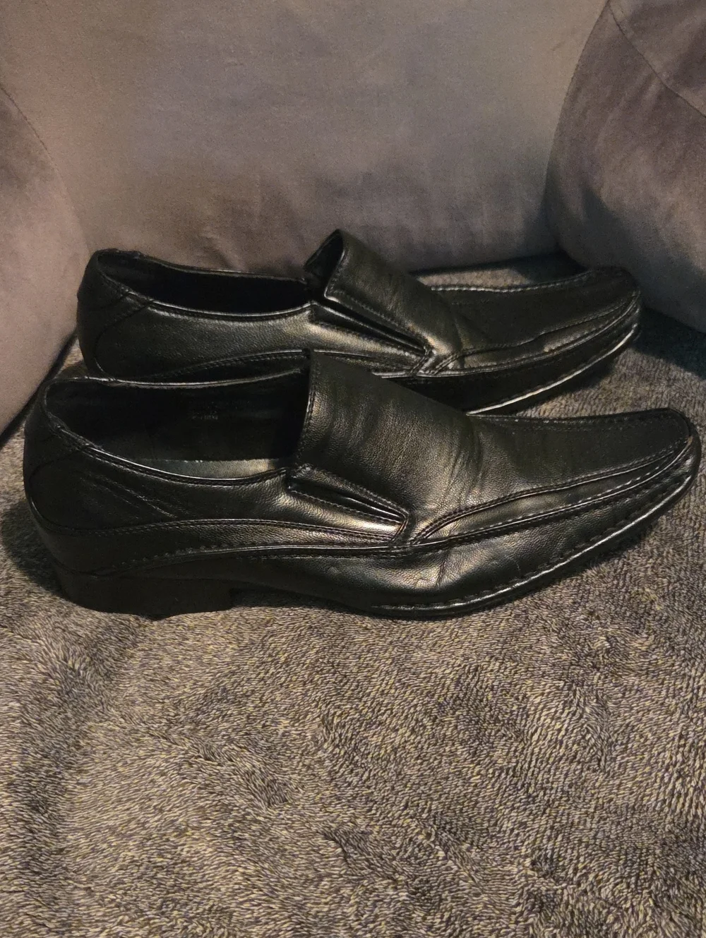 Men's Black Leather Slip-On Dress Loafers for Men